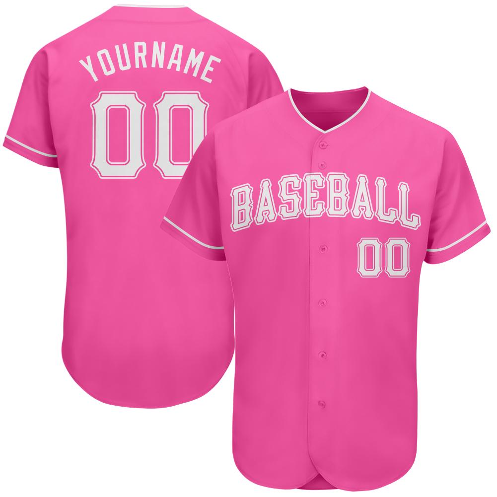 Custom Pink White Authentic Baseball Jersey | CBJ-0014