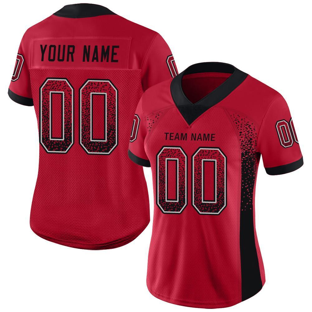 Custom Red Black-Gray Mesh Drift Fashion Football Jersey| CFJ-0030