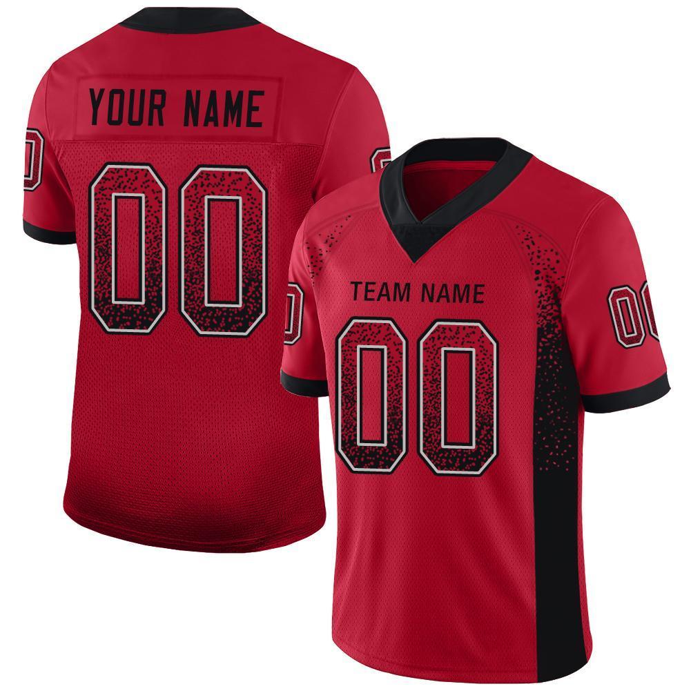 Custom Red Black-Gray Mesh Drift Fashion Football Jersey| CFJ-0030