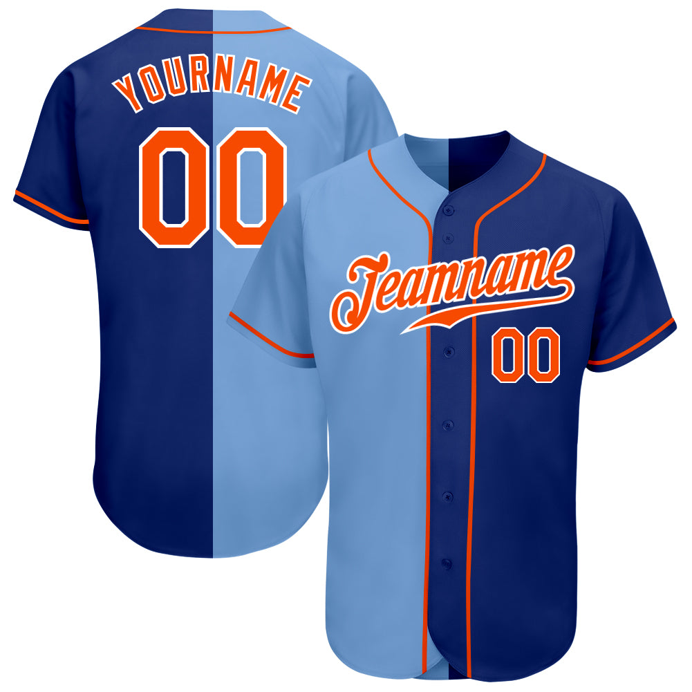 custom royal orange light blue authentic split fashion baseball jersey cbj 2119 iaknv