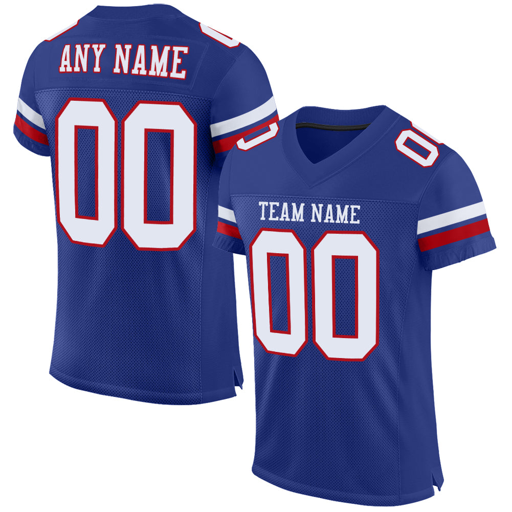 Custom Royal White-Red Mesh Authentic Football Jersey| CFJ-0011