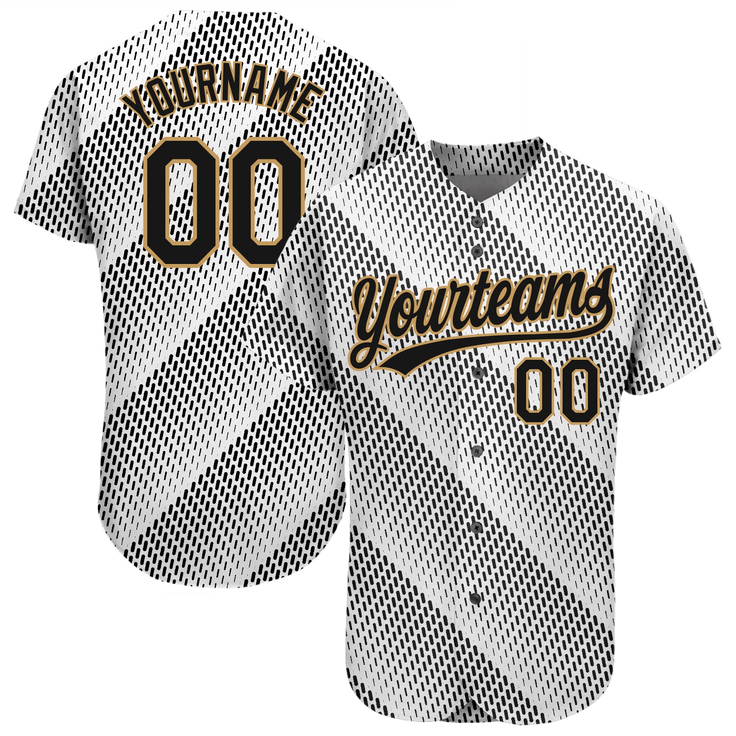 Custom White Black-Old Gold 3D Pattern Design Authentic Baseball Jersey | CBJ-4525