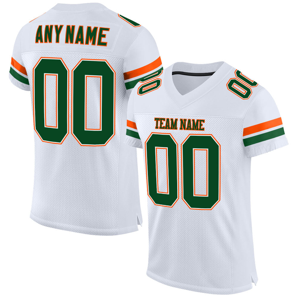 Custom White Silver-Green Mesh Authentic Football Jersey| CFJ-0531