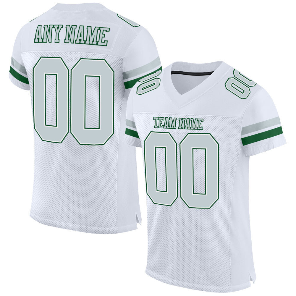 custom white silver green mesh authentic football jersey cfj 0531 mkft9