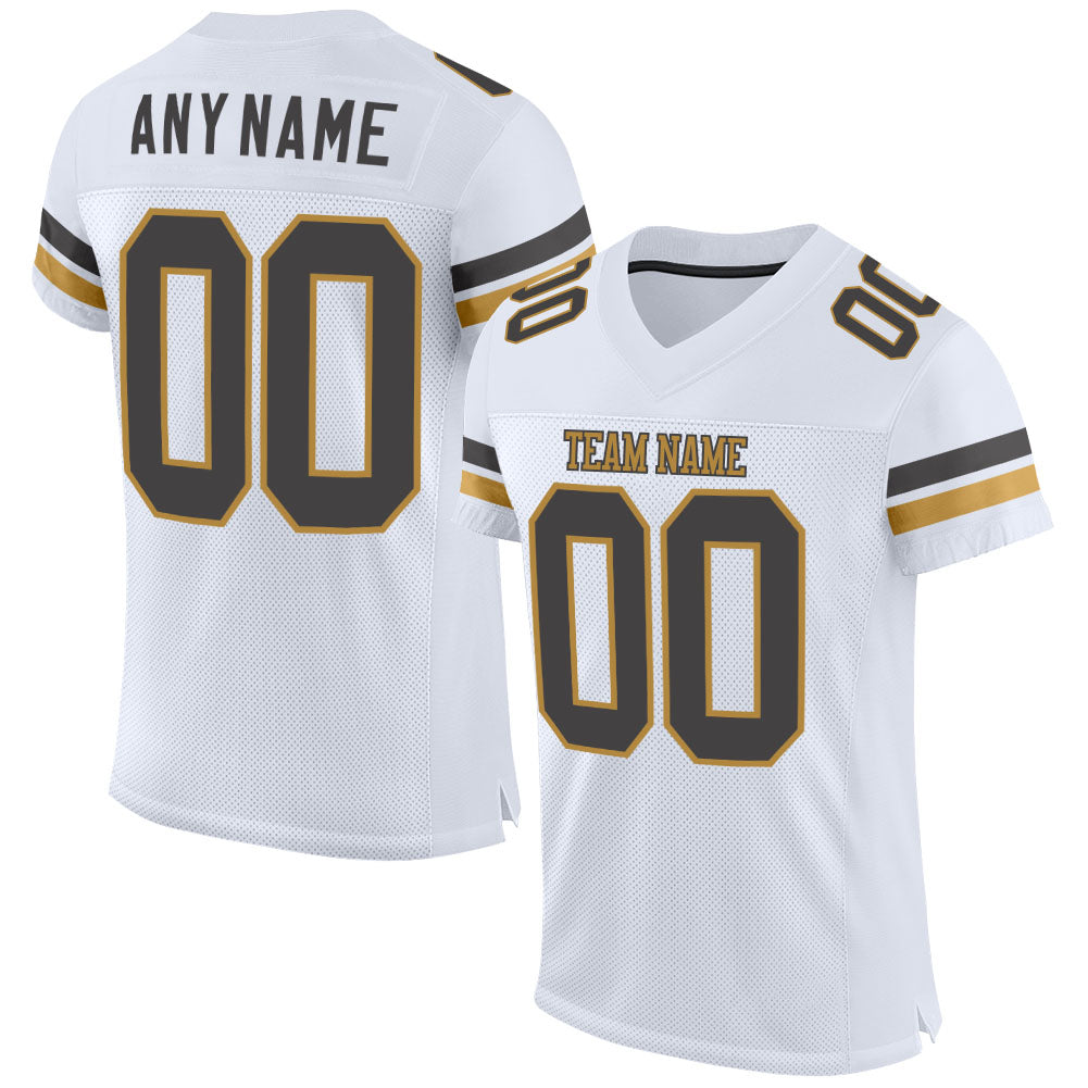 custom white steel gray old gold mesh authentic football jersey cfj 0547 2wbxf
