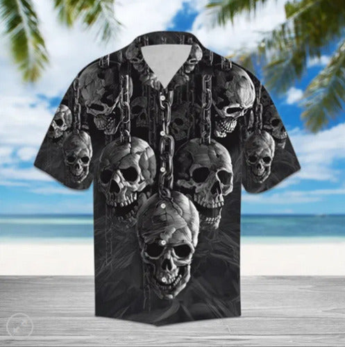Hawaii Shirt with 3D Skull Design – Perfect Gift for Skull Enthusiasts and Men who Love Skulls – SKH048