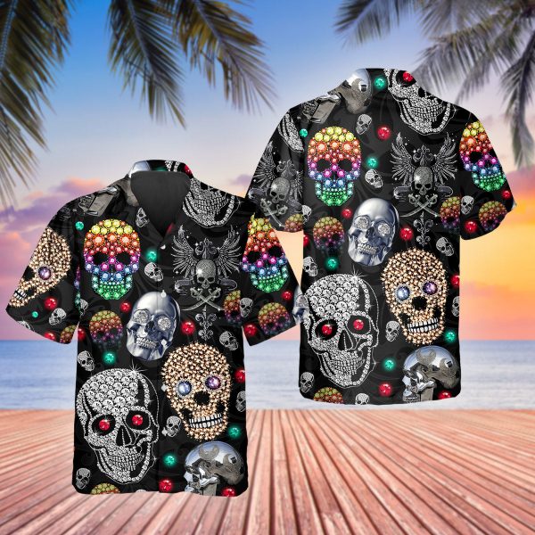 Hawaii Shirt with 3D Skull Design – Perfect Gift for Skull Enthusiasts and Men who Love Skulls – SKH048
