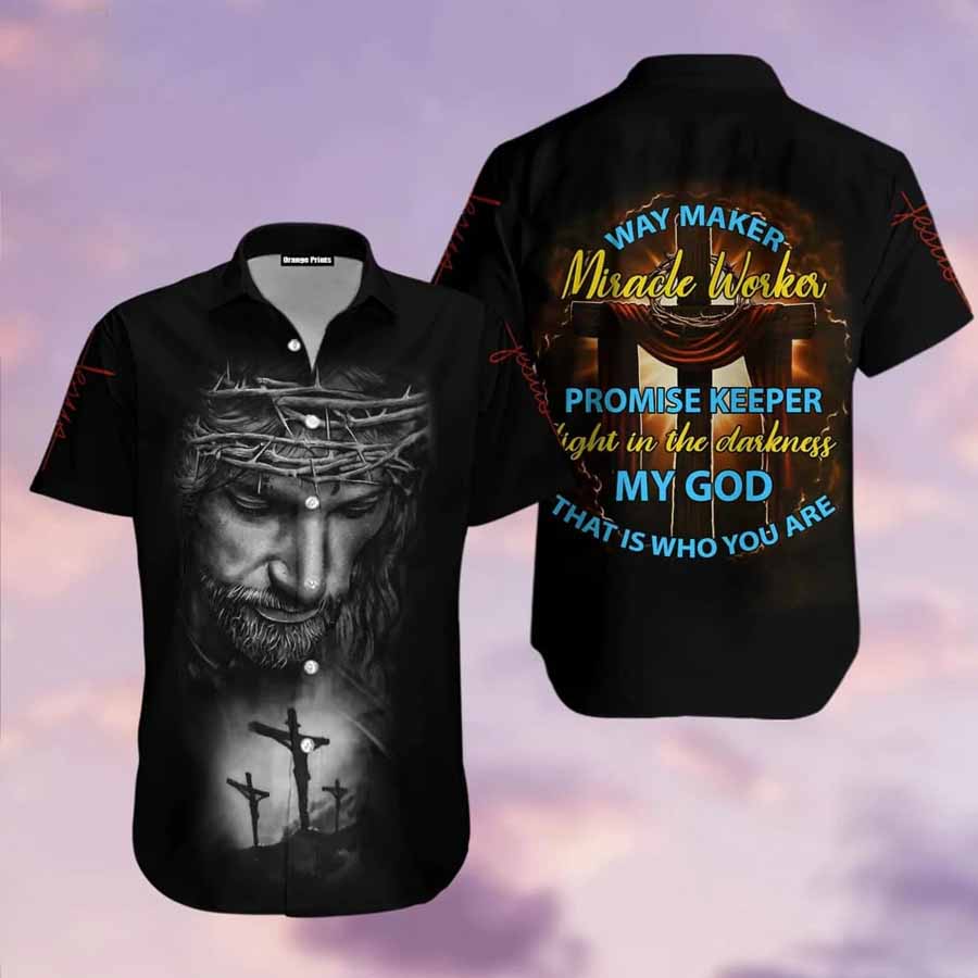 Hawaiian Shirt for Men with Christian Jesus Easter Theme and Aloha Design – JEH024