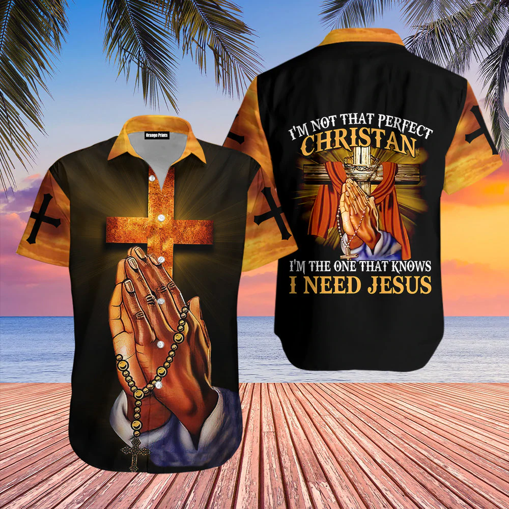 Hawaiian Shirts with Jesus and Praying Hands Design for Imperfect Christians, Available for Men and Women – JEH020