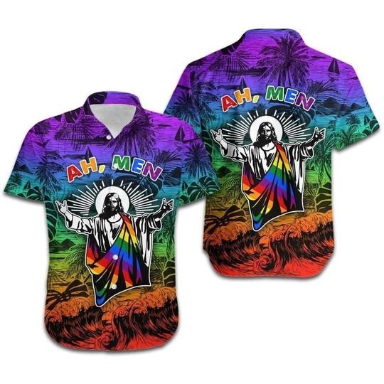 Hilarious Jesus LGBT Pride Aloha Hawaiian Shirts for Both Genders – JEH027