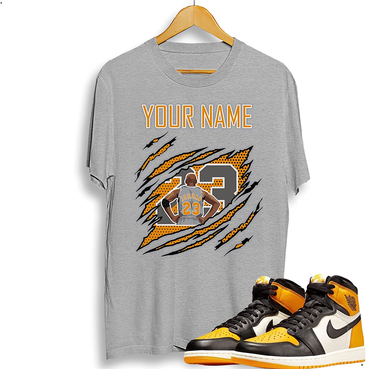 matching jd 1 retro high og taxi t shirts with custom name and number 23 perfect for sneaker enthusiasts jot1343 olgjd