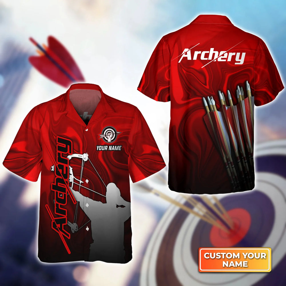 Personalized 3D Hawaiian Shirt with Colorful Abstract Red Archery Animation, Perfect Gift for Archers – ARH015