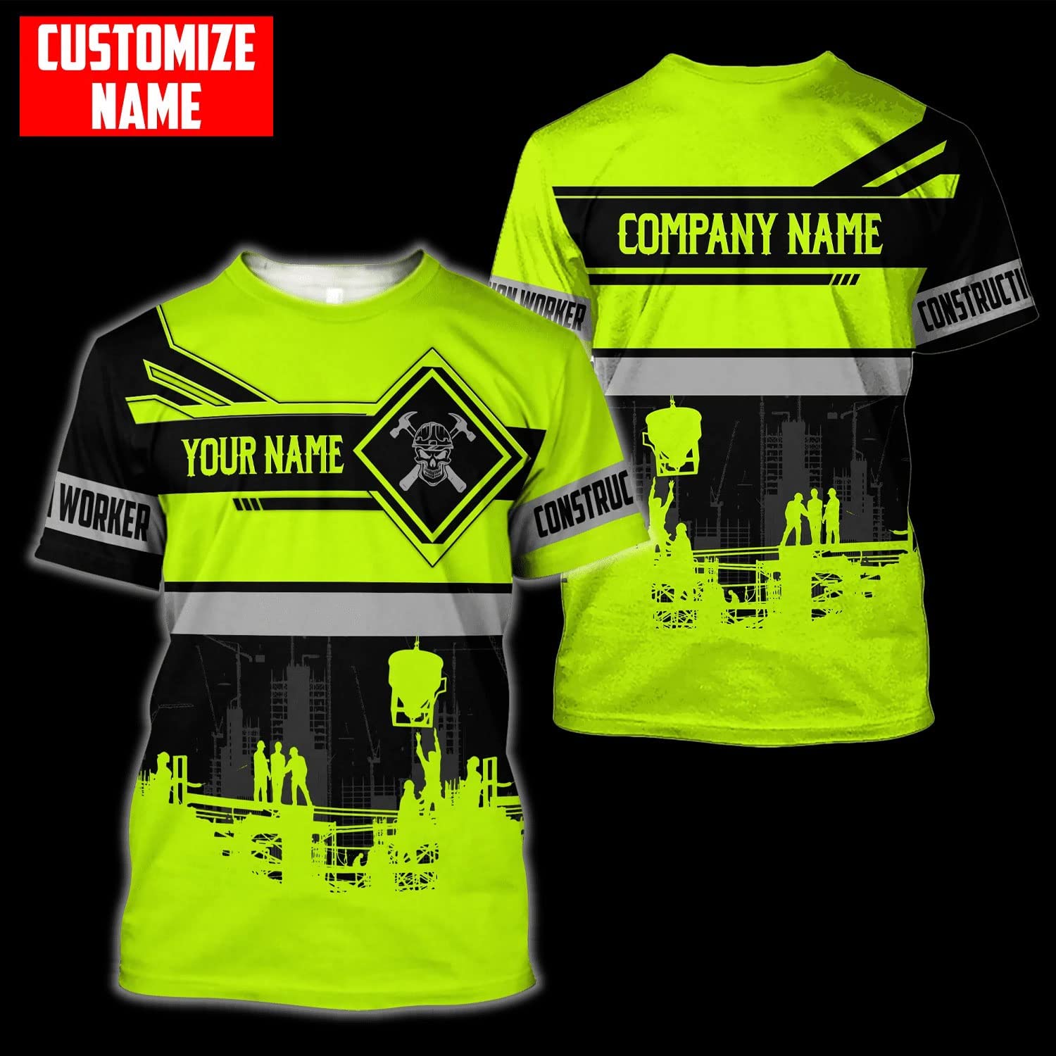 personalized 3d printed green shirt for construction workers a unique gift for 3d printing enthusiasts featuring construction themed designs on hawaiian shirts sweatshirts hoodies and zip hoodi wrvkf