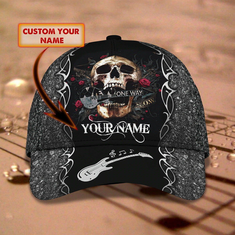 Personalized Skull Guitar Classic Cap Hat as a Gift for My Guitarist Friend or Beloved Son/Daughter who Loves Guitars – SKC012
