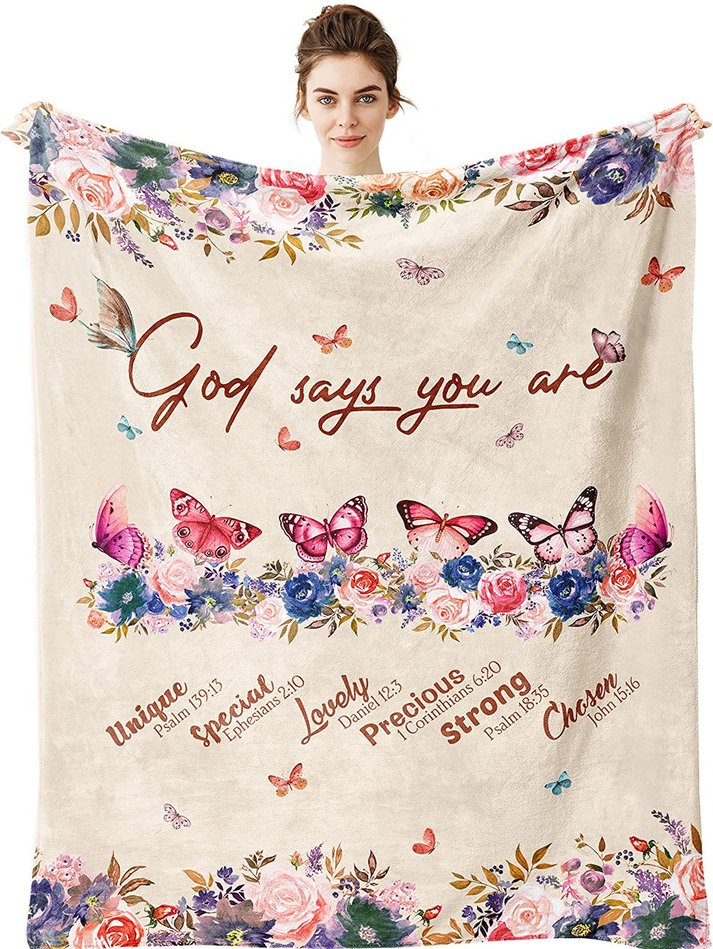 Religious Butterfly Gifts: You Are an Inspiration Blanket for Christian Women and Men – JEB024