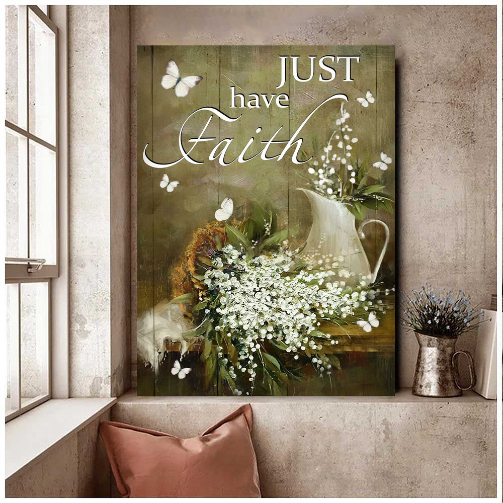 Vintage Painting of Jesus Portrait on Canvas Prints Featuring Baby’s-Breath Flowers for Bedroom Wall Art – JEW138