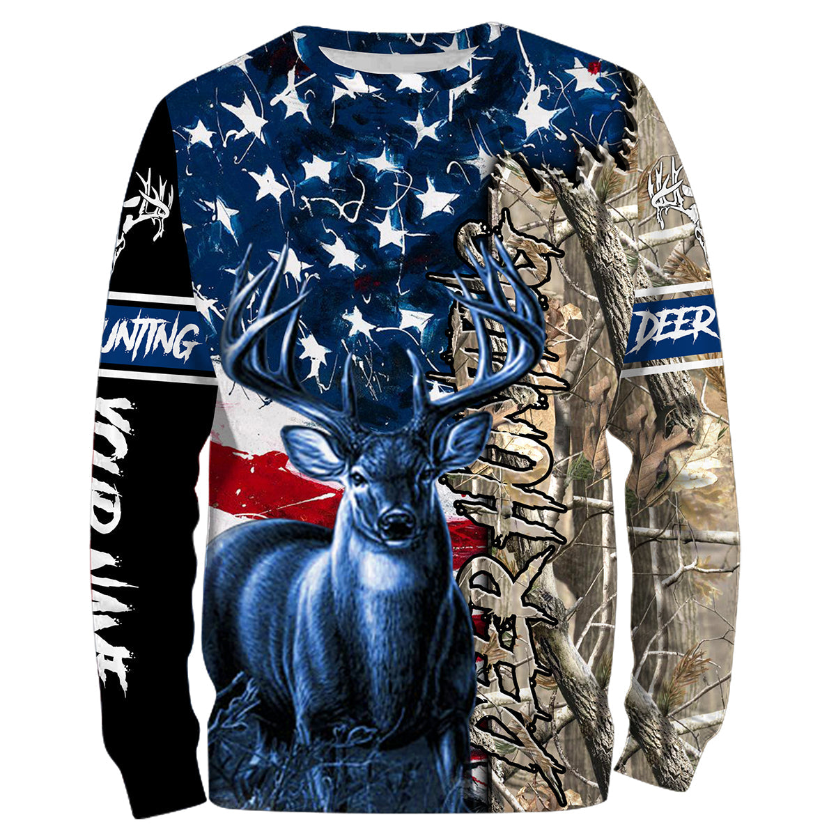 American Deer Buck Hunting Patriotic Custom Name 3D full printing Shirts for Men, Women and Kid FSD3068