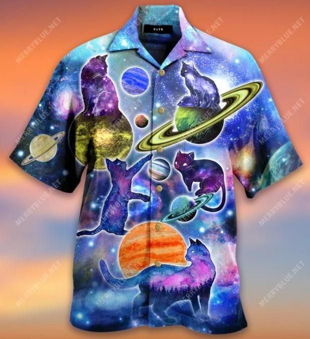 Cats Galaxy Fun For Cat Lover Gift For Patrick’S Day Aloha Hawaiian Shirt Colorful Short Sleeve Summer Beach Casual Shirt For Men And Women
