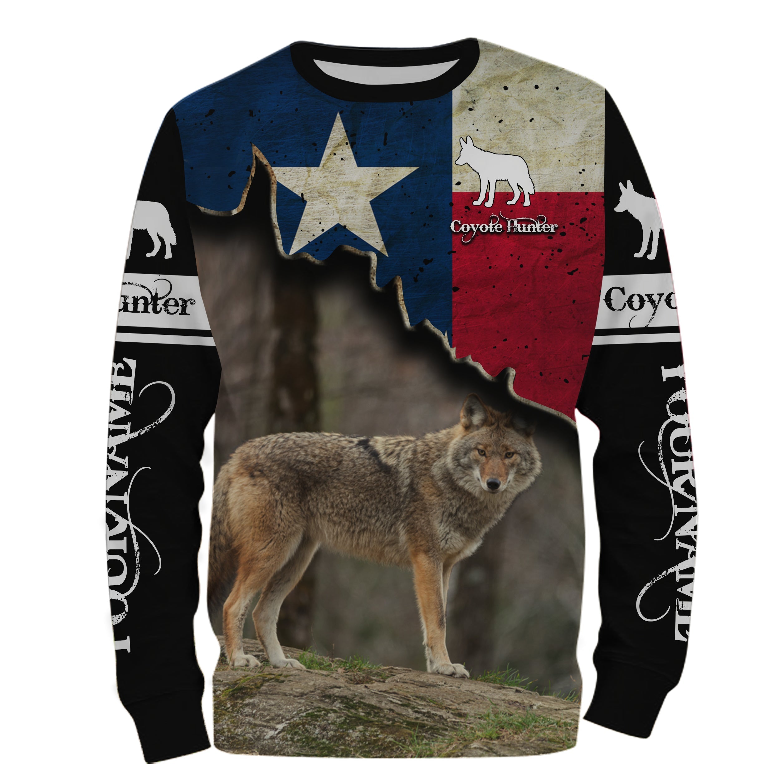 Coyote Hunting Texas flag Custom Name 3D All over print Shirts – Personalized Coyote Hunting gifts FSD3056