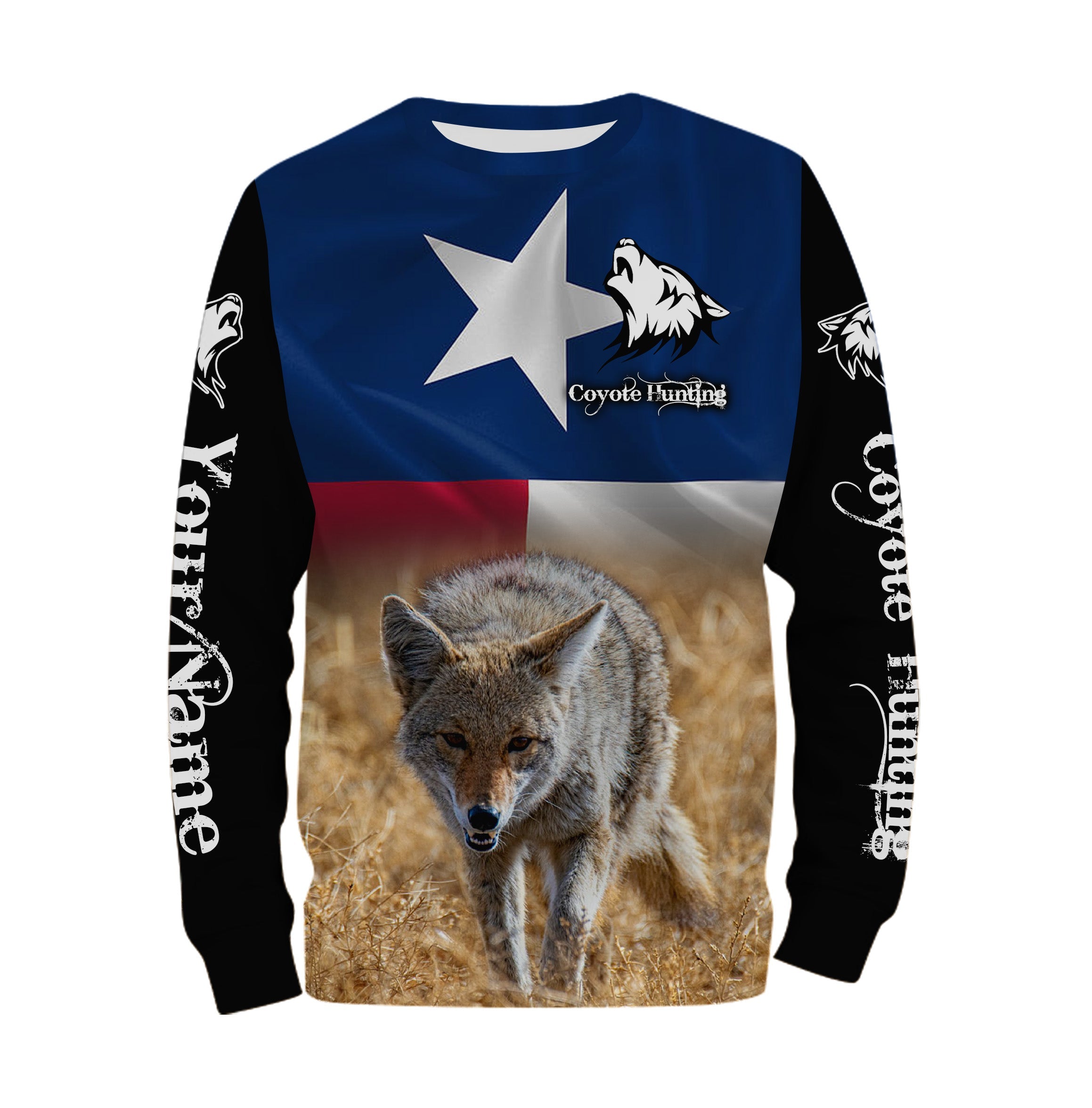 Coyote hunting TX Texas flag Custom Name 3D All over print shirts – Personalized hunting gifts FSD3057