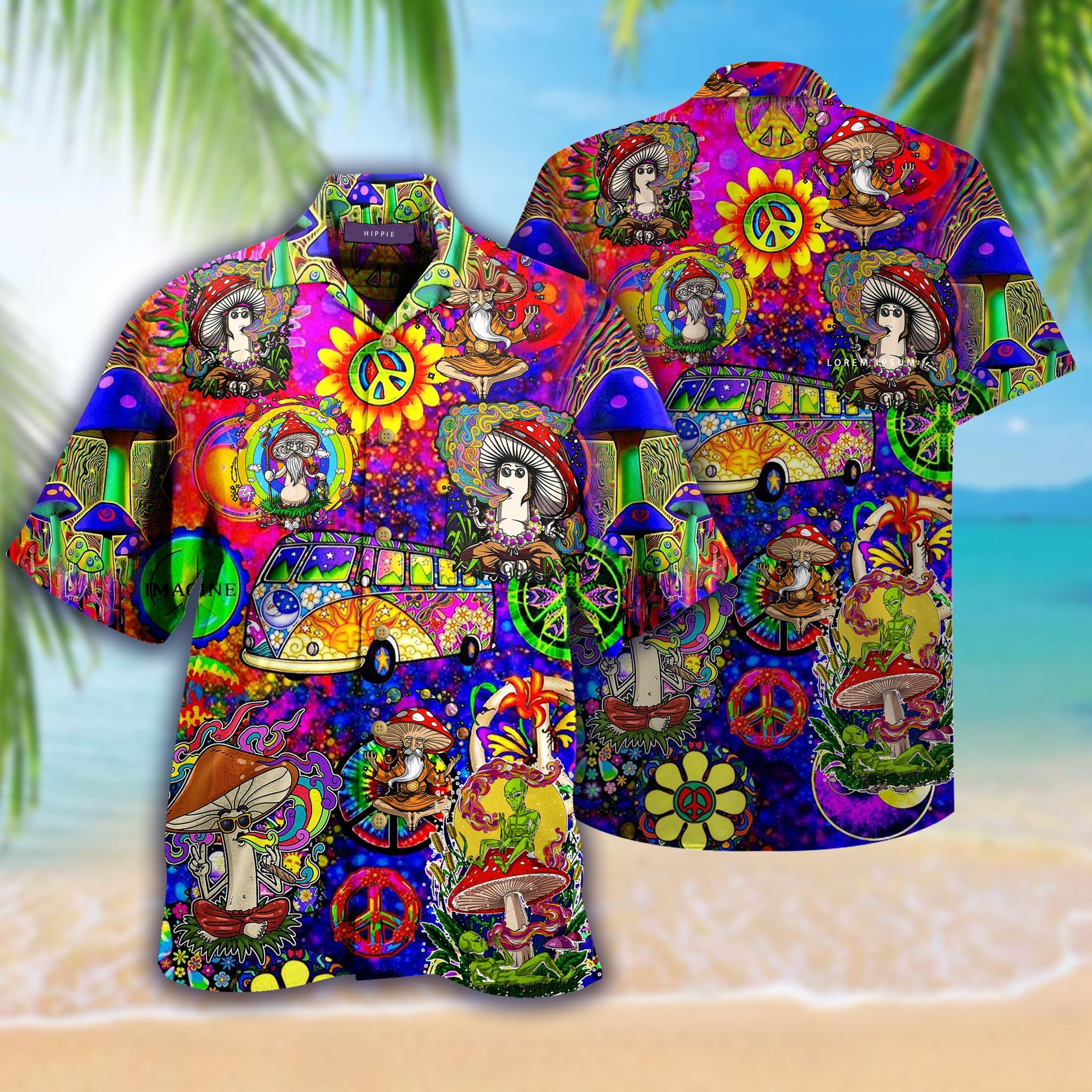 Don ‘T Worry Be Hippie Aloha Hawaiian Shirt Colorful Short Sleeve Summer Beach Casual Shirt For Men And Women