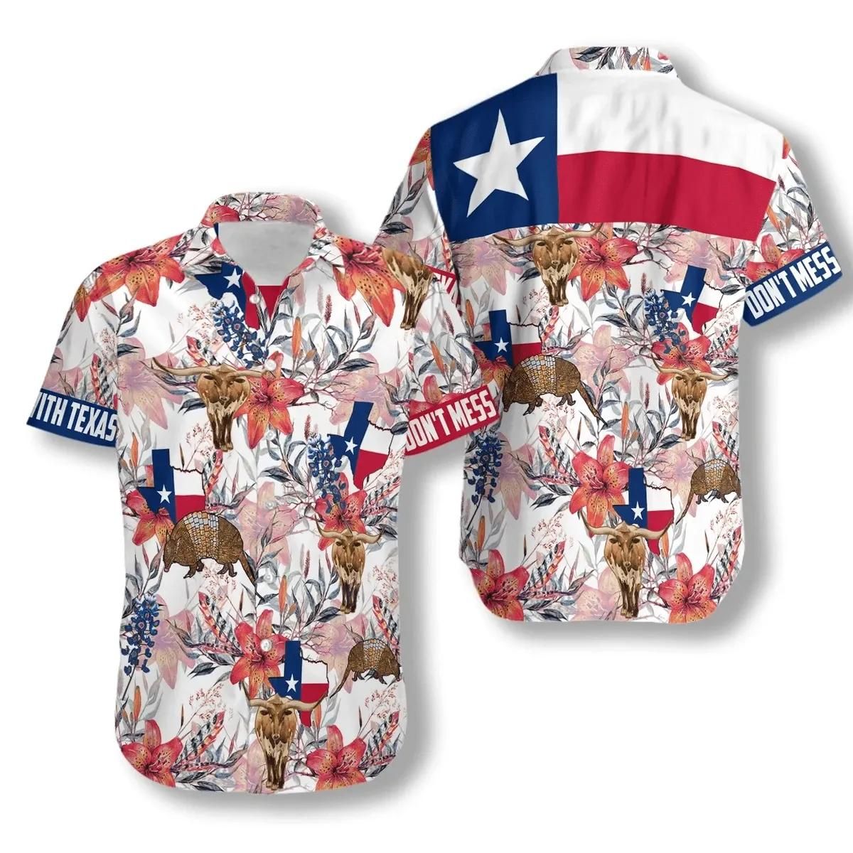 Don’T Mess With Texas Flag Tropical Aloha Hawaiian Shirt Colorful Short Sleeve Summer Beach Casual Shirt For Men And Women
