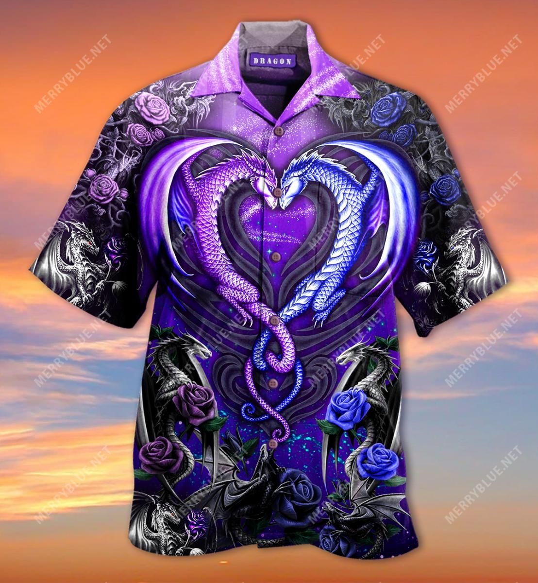 Dragon Happy Valentine’S Day Aloha Hawaiian Shirt Colorful Short Sleeve Summer Beach Casual Shirt For Men And Women