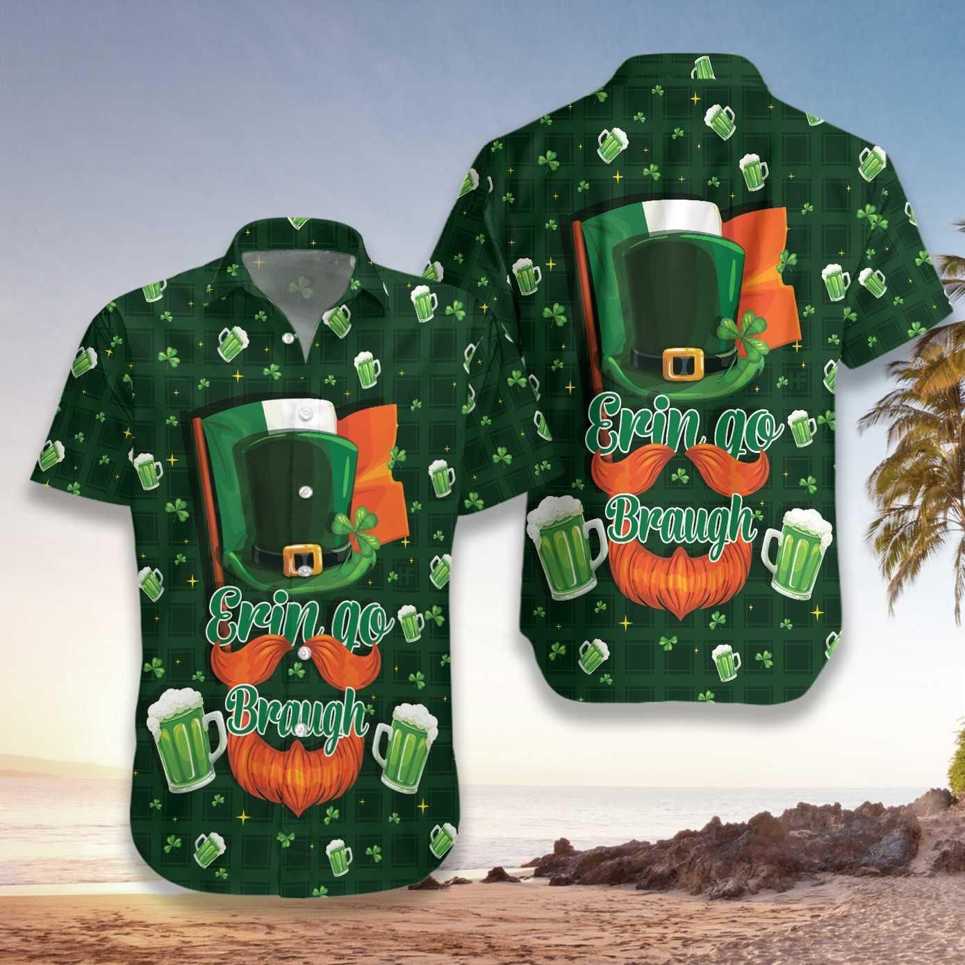 forever beer and green seamless ireland stpatricks day aloha hawaiian shirt colorful short sleeve summer beach casual shirt lai3w