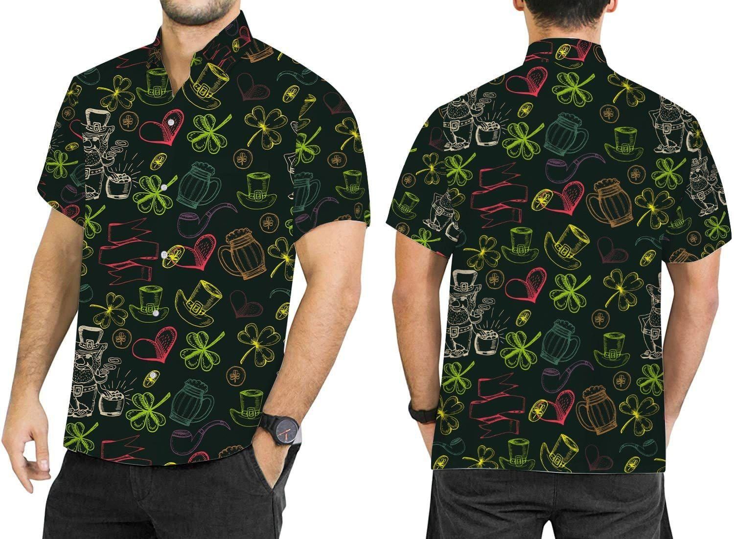 happy st patricks day irish seamless aloha hawaiian shirt colorful short sleeve summer beach casual shirt for men and women zdjzc