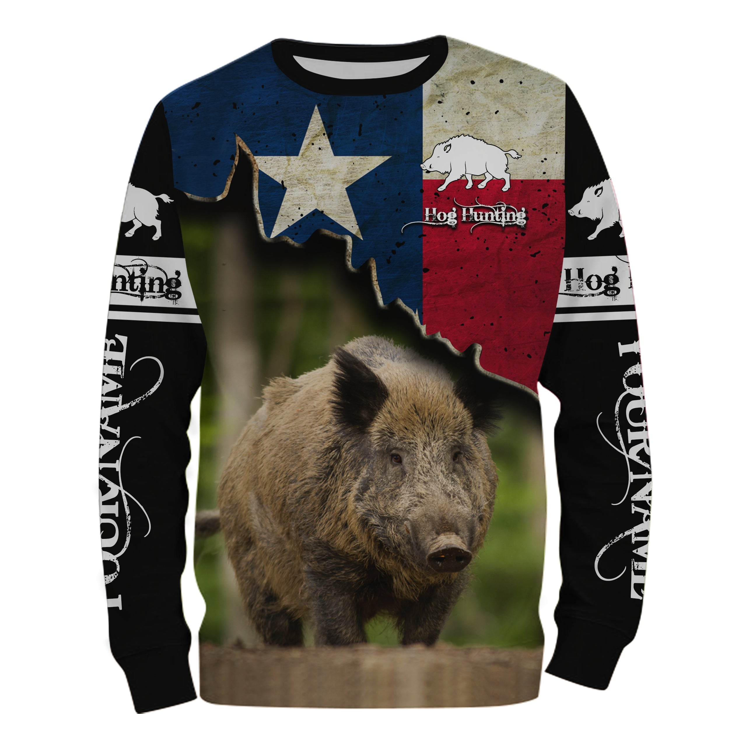 Hog Hunting Texas flag Custom Name 3D All over print Shirts – Personalized Hog Wild Boar Hunting gifts FSD3055