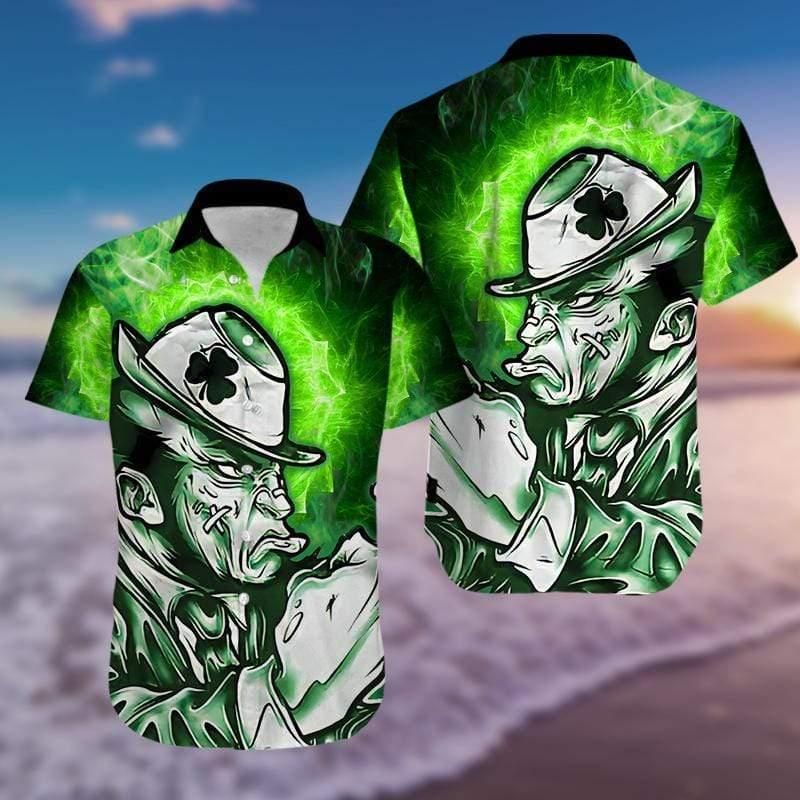 irish man happy patricks day aloha hawaiian shirt colorful short sleeve summer beach casual shirt for men and women 326y1