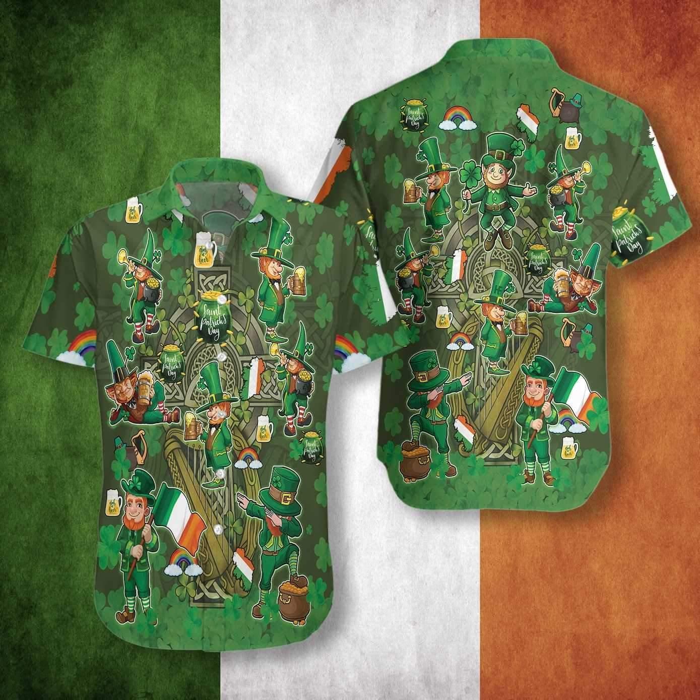 Irish Happy St Patrick’S Day Aloha Hawaiian Shirt Colorful Short Sleeve Summer Beach Casual Shirt For Men And Women