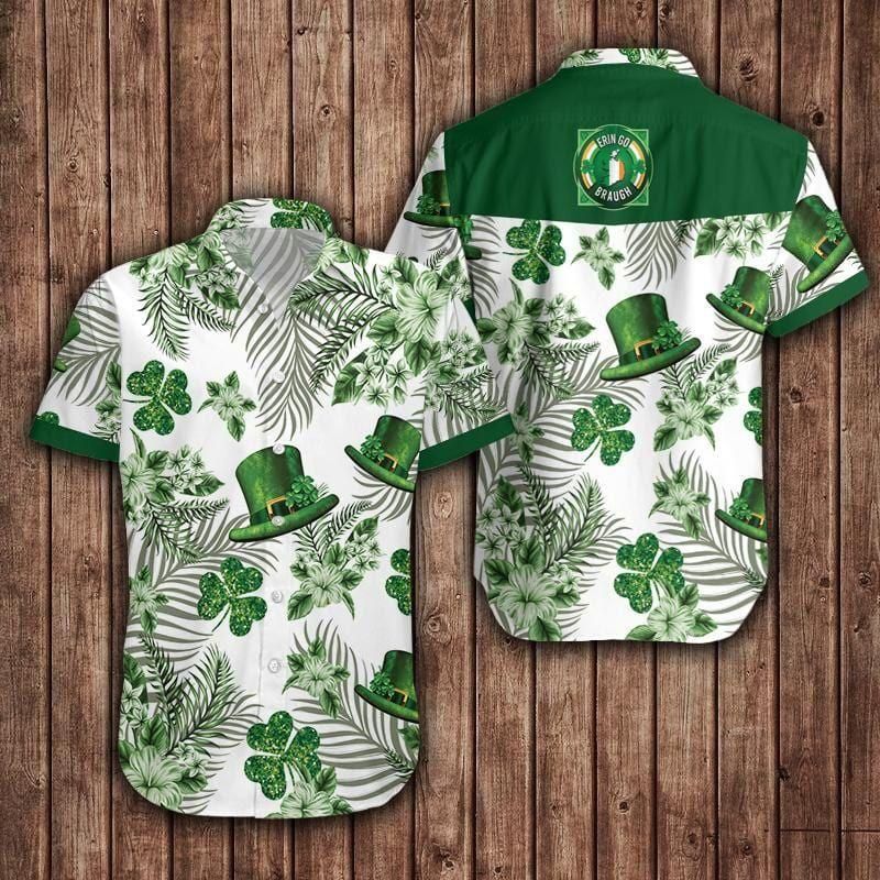 Irish St Patrick’S Day Green Hat And Shamrock Aloha Hawaiian Shirt Colorful Short Sleeve Summer Beach Casual Shirt For Men And Women