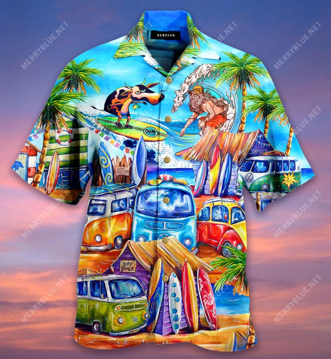 its summer time lets go cow surfing aloha hawaiian shirt colorful short sleeve summer beach casual shirt for men and women ujobk