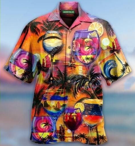 its time for wine aloha hawaiian shirt colorful short sleeve summer beach casual shirt for men and women 0td1n