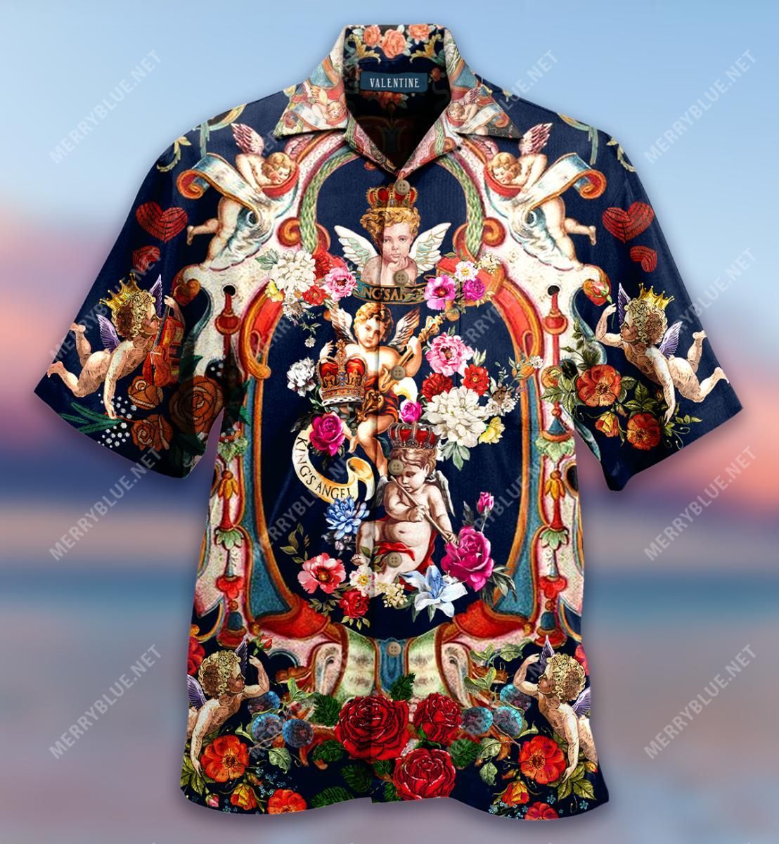lovely kings angels aloha hawaiian shirt colorful short sleeve summer beach casual shirt for men and women ey9qc