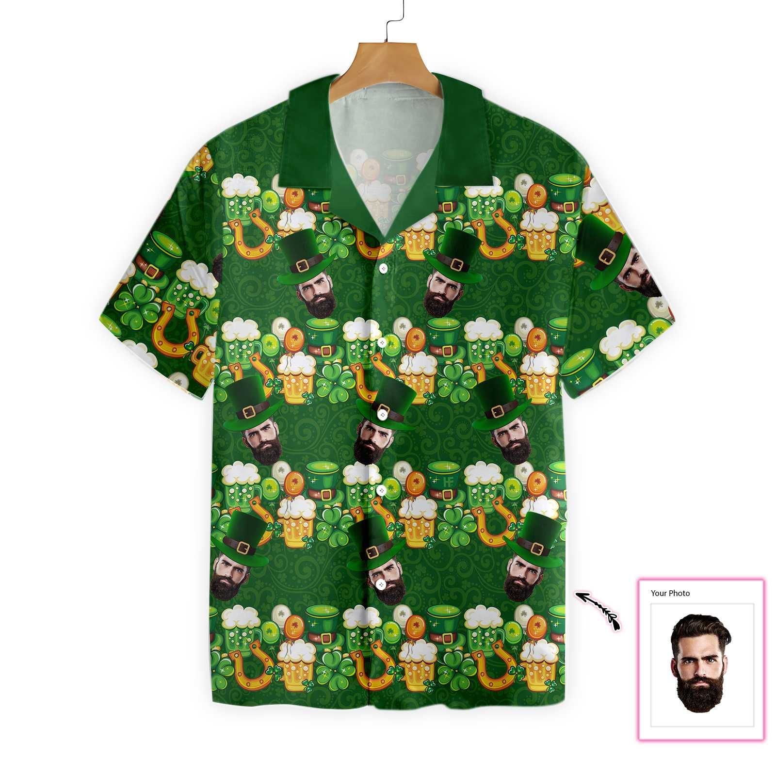 Saint Patrick’s Day Personalized Beard Face EZ16 0801 Custom Hawaiian Shirt