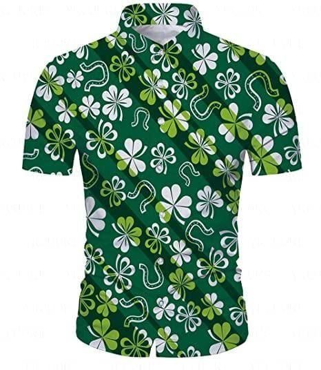 Shamrock Pattern Saint Patrick’S Day Aloha Hawaiian Shirt Colorful Short Sleeve Summer Beach Casual Shirt For Men And Women