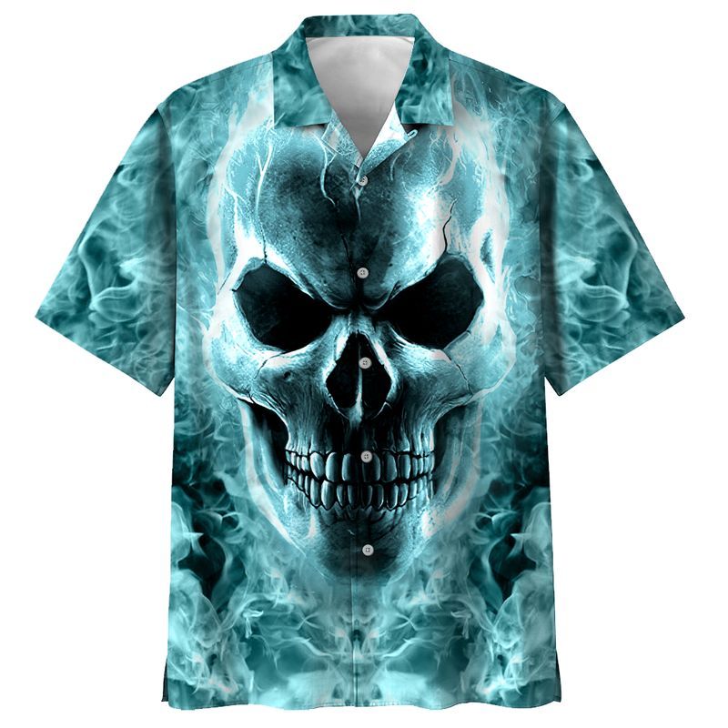 Skull  Blue High Quality Unisex Hawaiian Shirt For Men And Women Dhc17063911