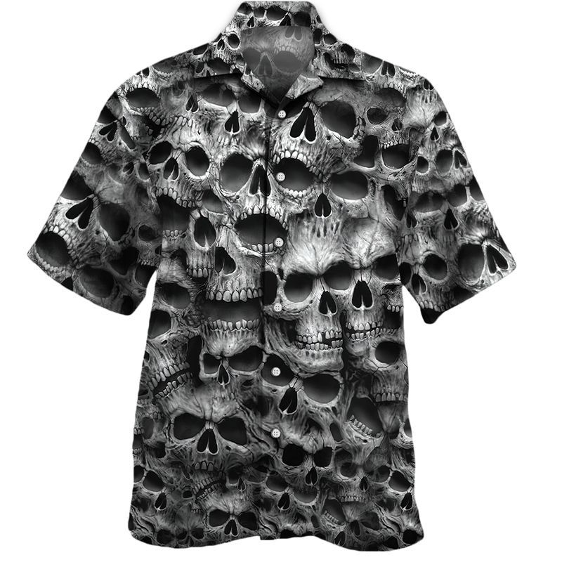 Skull Pattern   Gray Awesome Design Unisex Hawaiian Shirt For Men And Women Dhc17063907