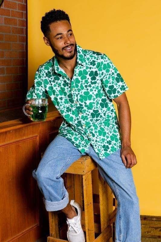 st patricks day shamrockin aloha hawaiian shirt colorful short sleeve summer beach casual shirt for men and women mwhwn