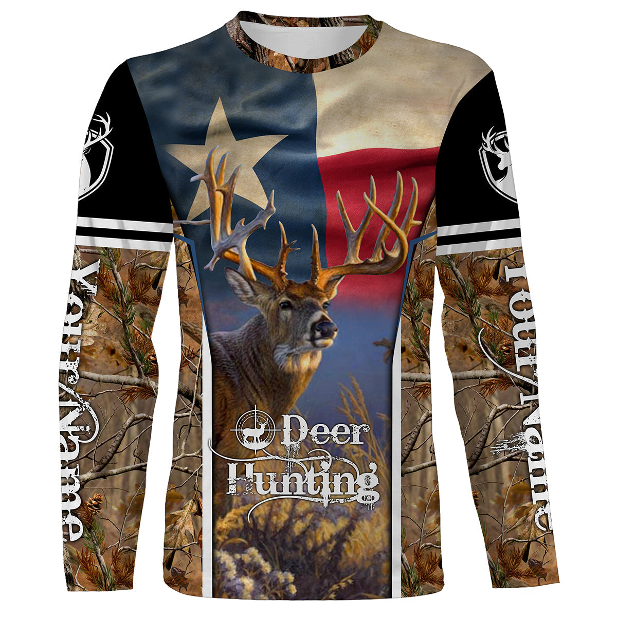Texas Deer Buck hunting Camo Shirt TX flag Custom Name Hunting Gifts Shirt for Men, Women and Kid FSD3066