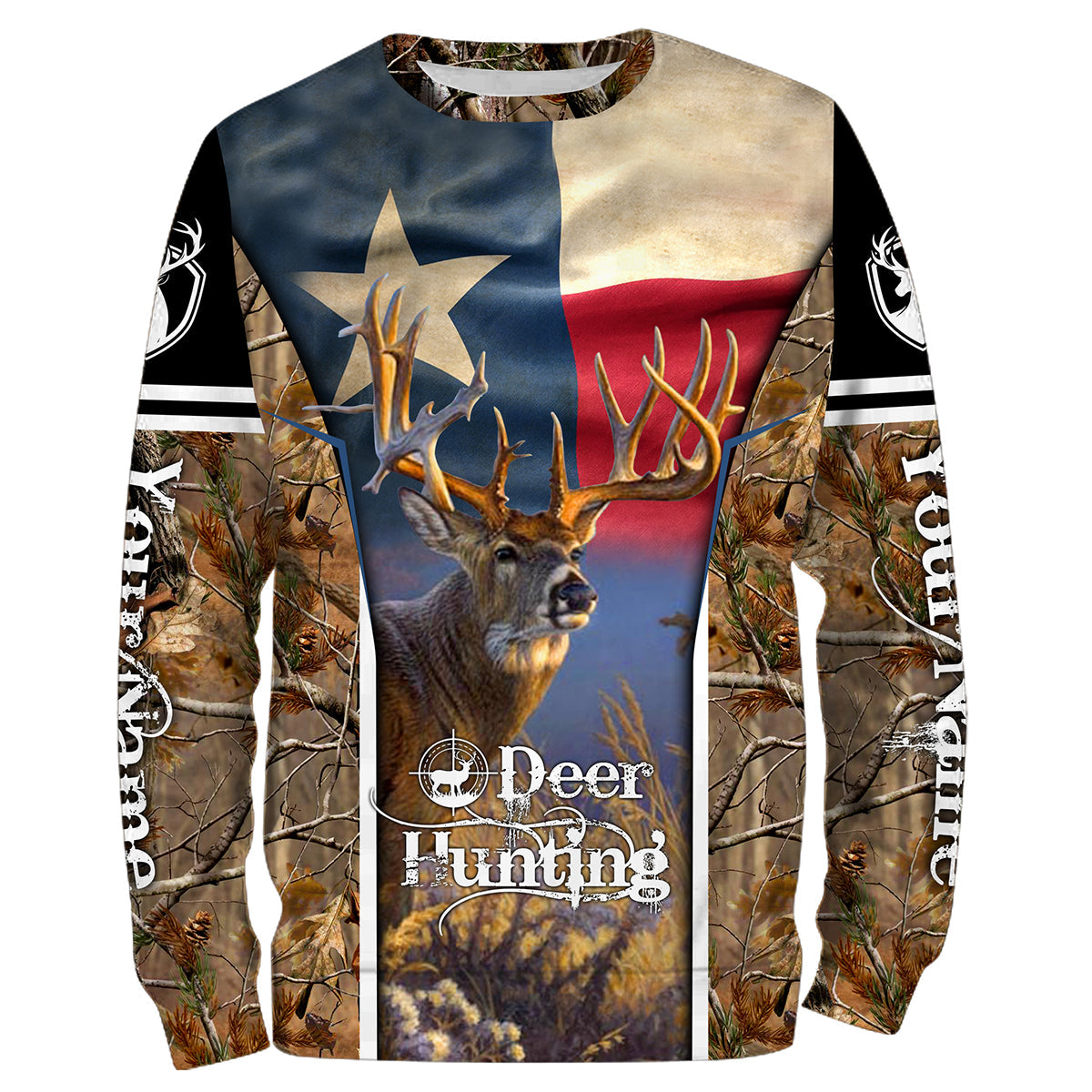 Texas Deer Buck hunting Camo Shirt TX flag Custom Name Hunting Gifts Shirt for Men, Women and Kid FSD3066