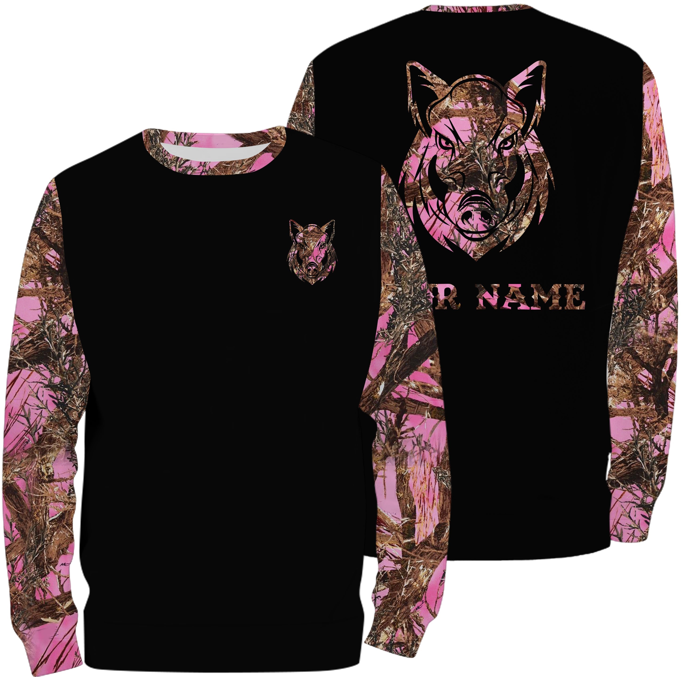 Women Hog hunting pink tree camo custom name All over printed Shirts FSD3047