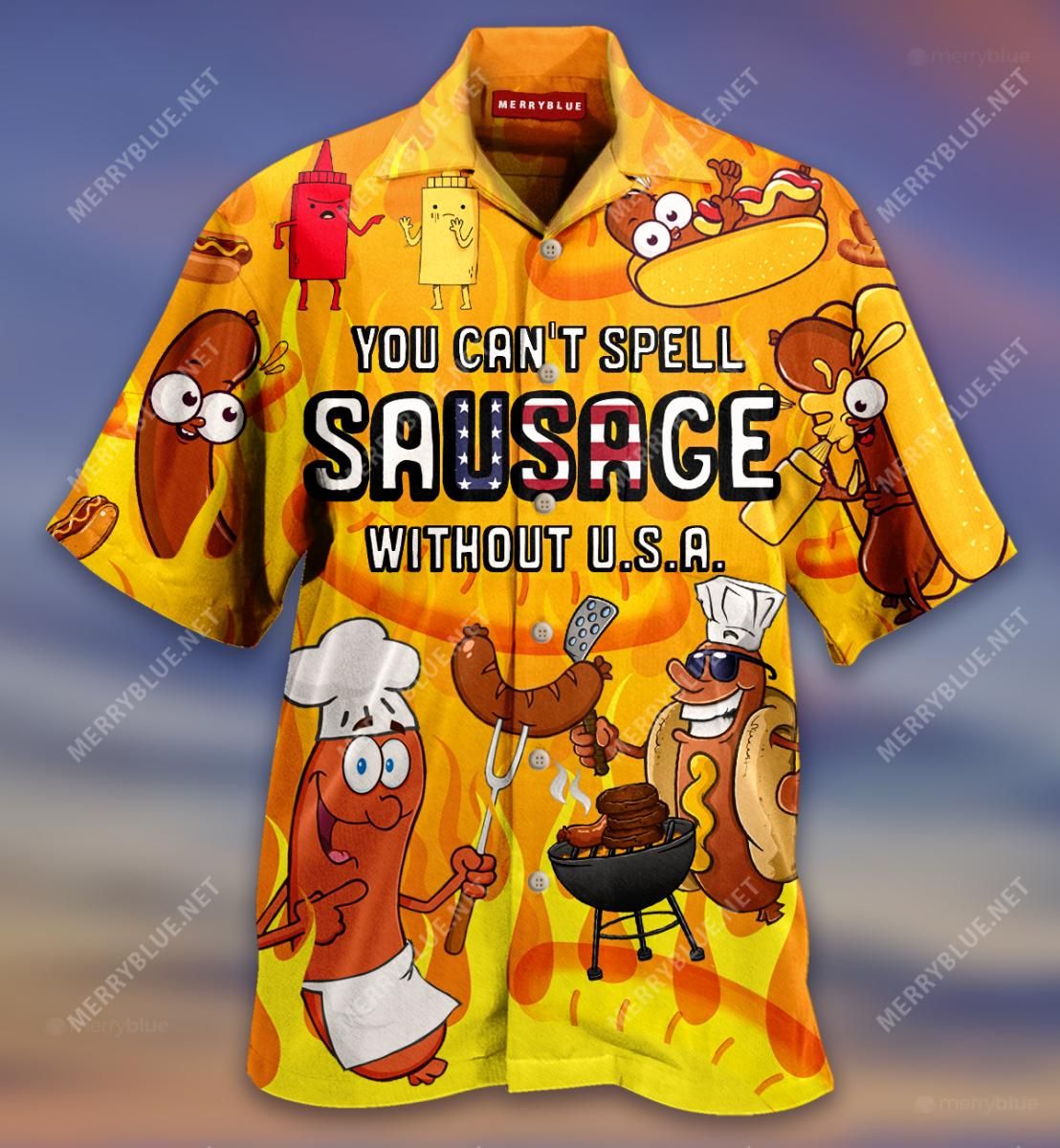 You Can’T Spell Sausage Without Usa Aloha Hawaiian Shirt Colorful Short Sleeve Summer Beach Casual Shirt For Men And Women